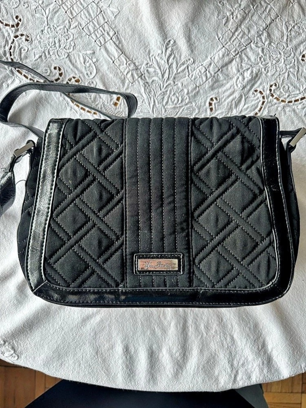 Vera Bradley Quilted Geometric Crossbody in Black & White